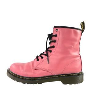 Dr. Martens 1460 Women's Pink Leather Round Toe Lace-Up Zipper Ankle Boots Sz 6